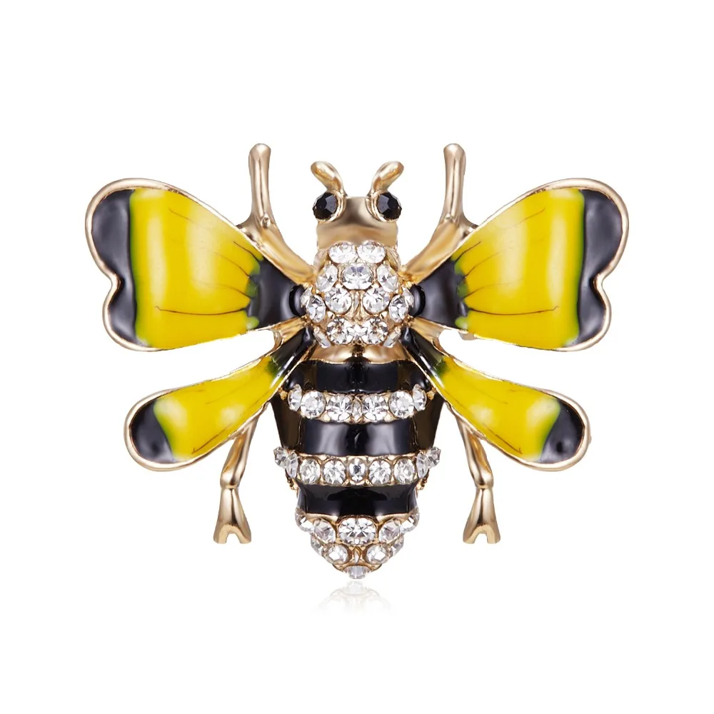 

Rinhoo Women Delicate Little Bee Brooches Crystal Rhinestone Pins Gold Color Enamel Insect Brooch Jewelry Gifts For Women Men