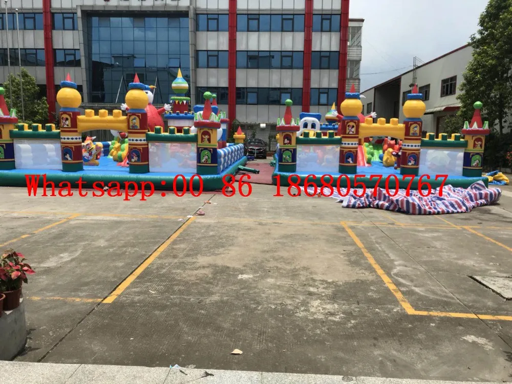 

2018 new factory direct inflatable slide inflatable castle inflatable barrier combination Mickey Castle, Mickey Mouse Slide 18L