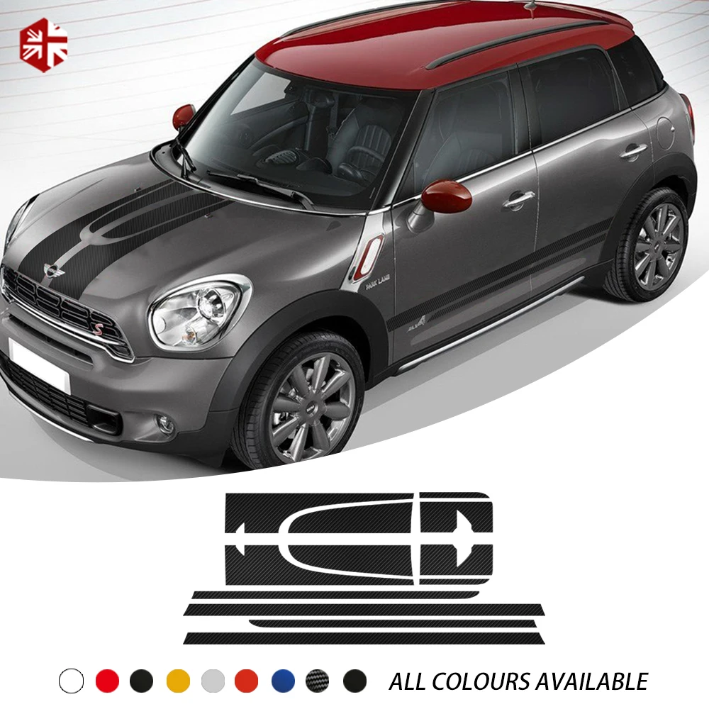 

Car Hood Bonnet Engine Cover Rear Trunk Side Skirt Racing Stripes Sticker Body Kit Decal For MINI One Cooper S Countryman R60