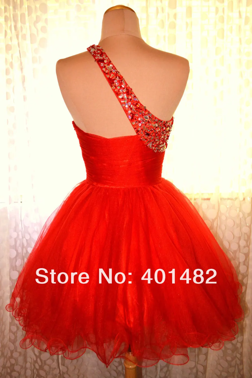 Очаровательное популярное мини-платье с одним плечом, красное коктейльное платье из органзы, короткое вечернее платье