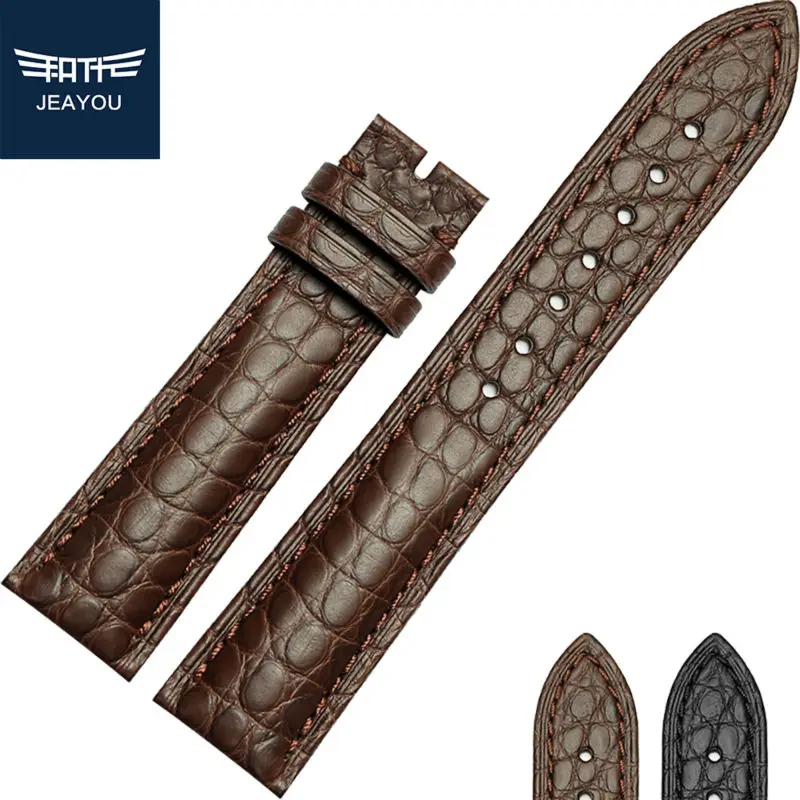JEAYOU High Quality Alligator Watch Strap Band Case For Longines Omeaga IWC Genuine Crocodile Leather WatchBand