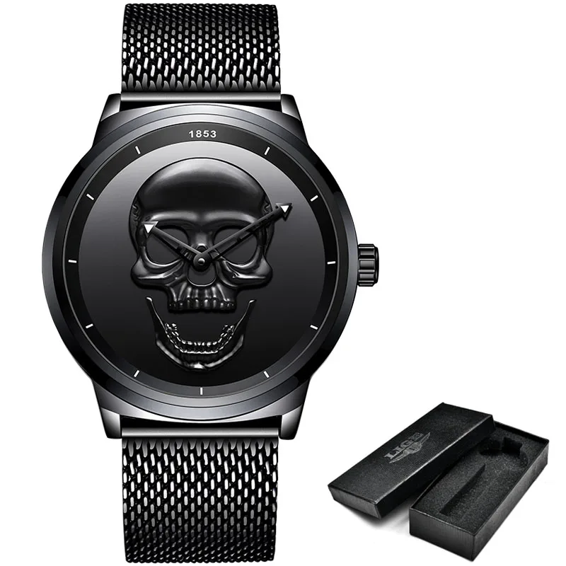 Skeleto Men Watch Top Brand Casual 3D Skull Full Steel Waterproof Military Sports Male Quartz Wrist Watch_voghion.com