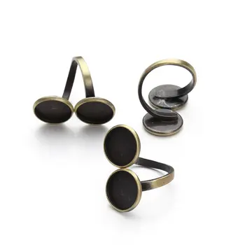 

5pcs/lot Antique Bronze/Silver/Gold Adjustable Blank Tray Ring Base Fits for 12mm Flatback Cabochon Setting Jewelry Making F3057
