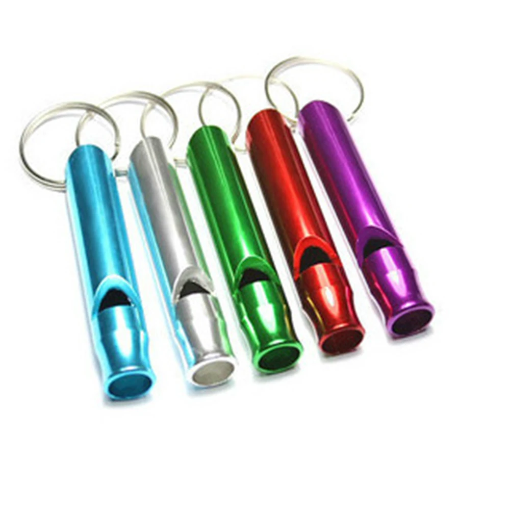 

wholesale 50PCS MIX Color Multifunctional Aluminum Emergency Survival Whistle Keychain Sport Tools Training whistle keyring