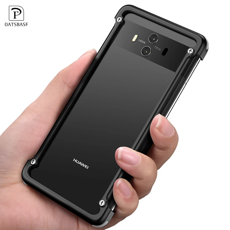 

OATSBASF Luxury Airbag Metal Case for Huawei Mate 10 Case Personality Anti-fall Shell for mate10 Pro lite Metal Bumper Cover