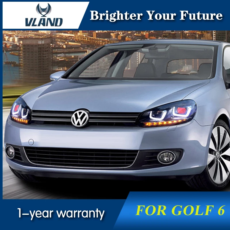 Светодиодный головной фонарь U style Angel eyes для VOLKSWAGEN Golf 6 MK6 фары 2010- Биксеноновые линзы двойной луч HID комплект