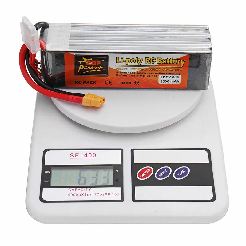 ZOP POWER 22,2 V 3500mAh 80C 6S перезаряжаемый Lipo аккумулятор с XT60 вилкой