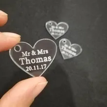 

50pcs Customized Acrylic Heart Wedding Favor Gift Personalized MR MRS Wedding Souvenirs Table Decoration Centerpieces