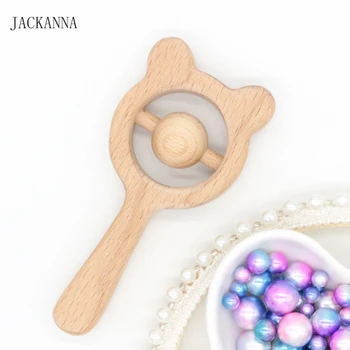 

Baby Rattles Natural Wood Teethers Cute Bear Babe Play Toy Wooden Teether Montessori Toys Activity Gym Toys Newborn Shower Gifts