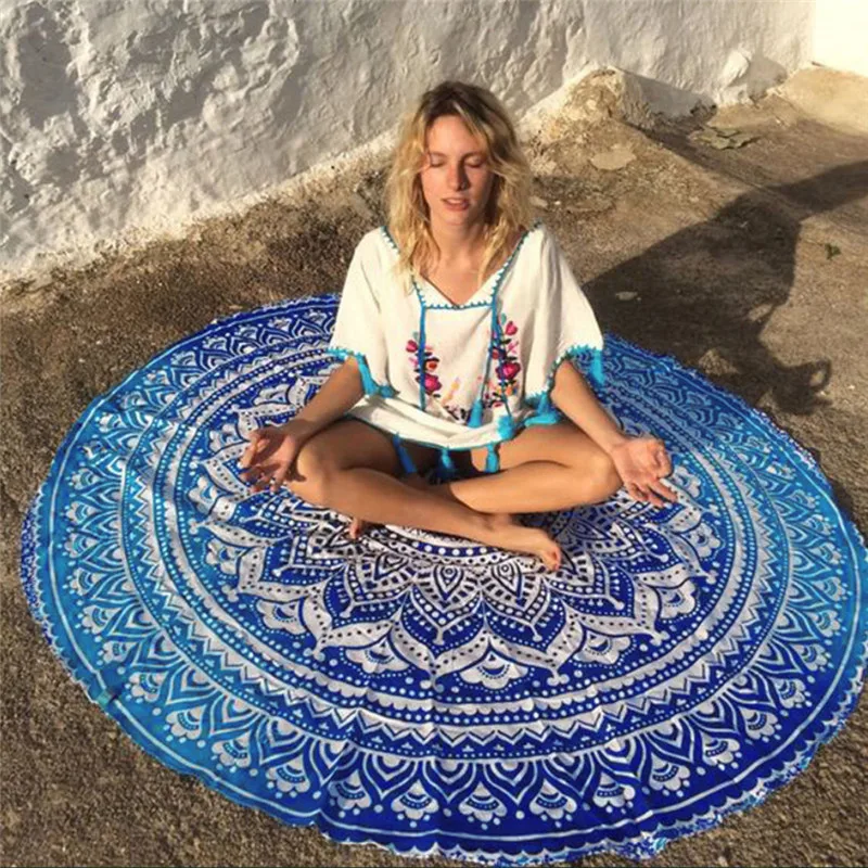 

150CM Round Beach Towel With Printed Microfiber Large Reactive Printing Beach Towels Serviette De Plage Adulte Bath Towel
