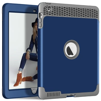 

For iPad 2 3 4 Back Case Kids Safe Radiating PC Silicon Shockproof Back Shell Full Protective Cover for Apple iPad4 iPad3 iPad2