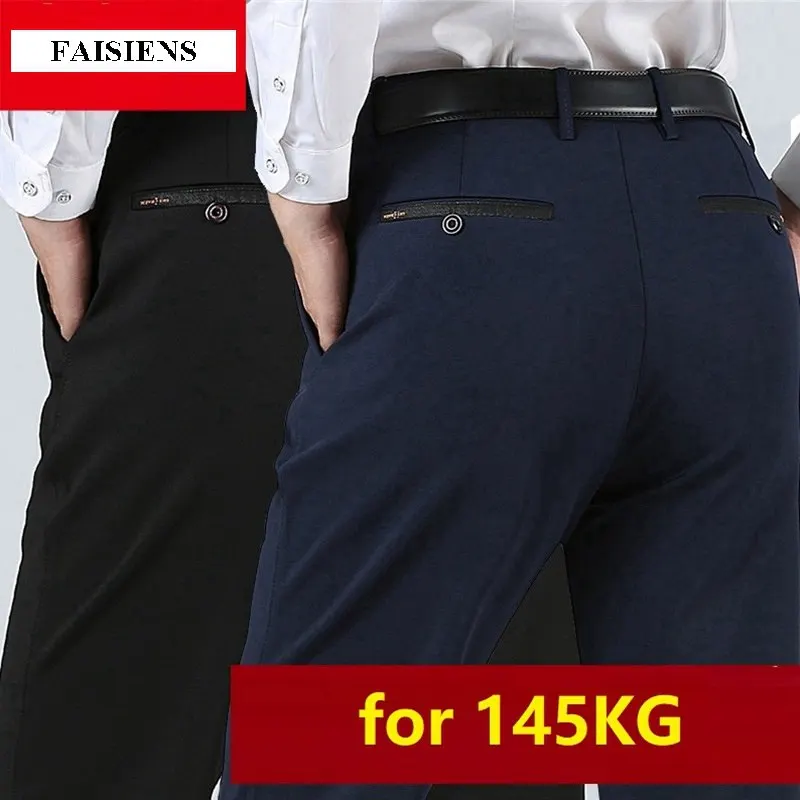 FAISIENS размера плюс мужские брюки 8XL 9XL прямые флисовые брюки теплые 10XL толстые зимние осенние формальные деловые классические брюки