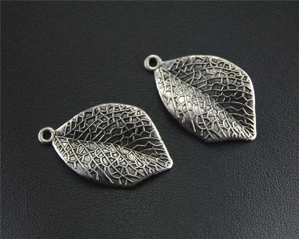 15pcs Silver Color Leaf Charm Pendant DIY Necklace Bracelet 36x21mm RS181/A1497 | Украшения и аксессуары