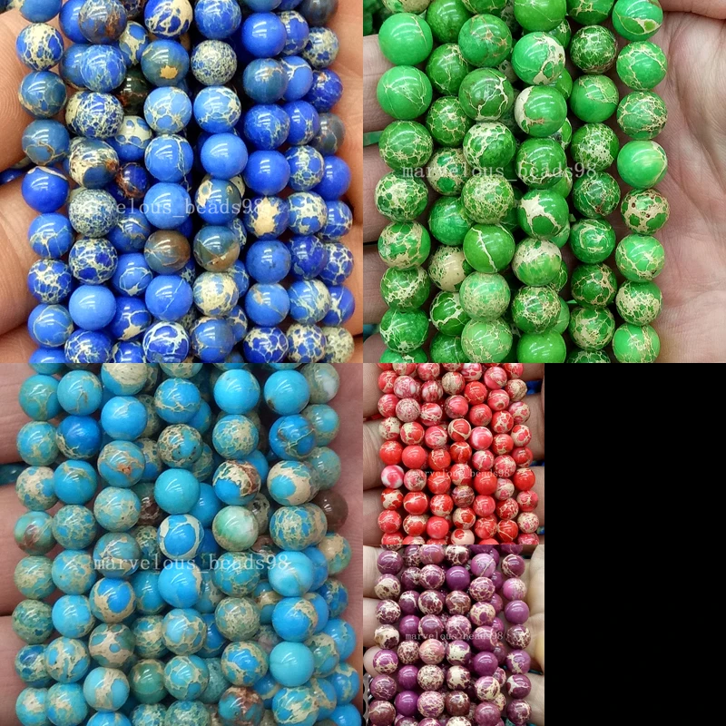 

Free Shipping Fashion Jewelry 6~10mm Fashion Blue Variscite Jaspe Round Loose Beads WB414