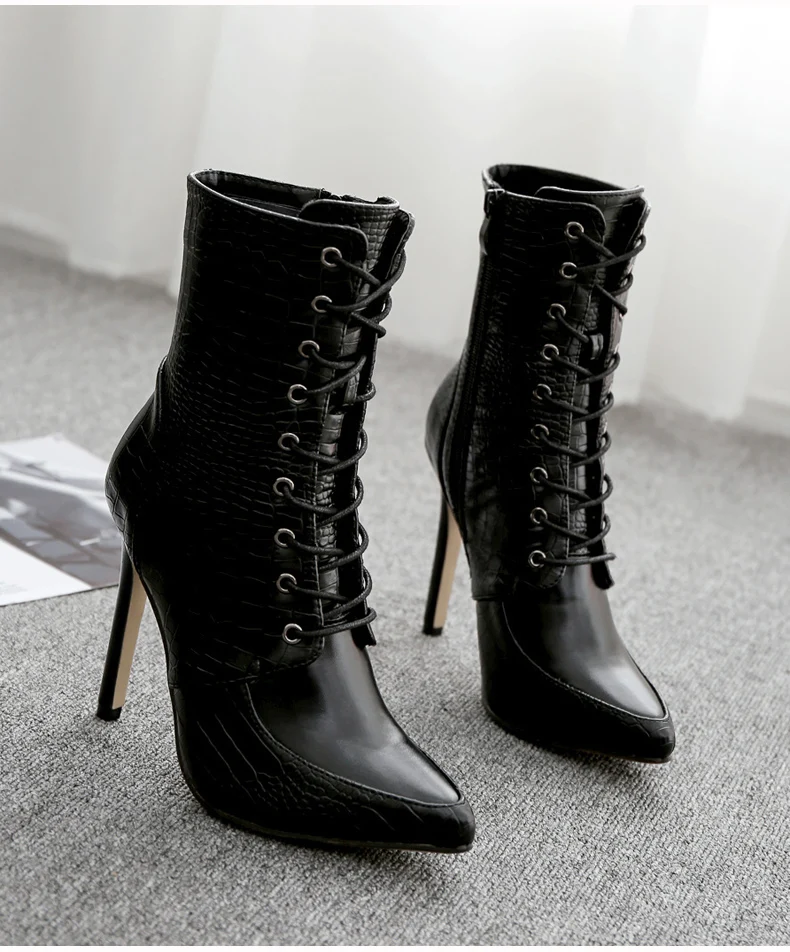 Womens Fashion Boot High Heels Sexy Lady Boot Party Mid-calf Snow Boots Women Motorcycle Winter Boots Women Waterproof Plus Size 10 (1)