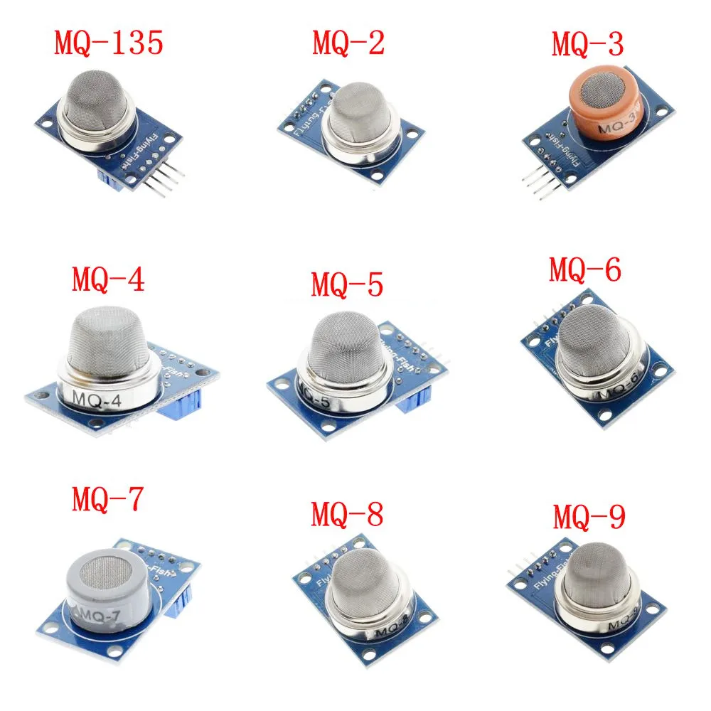 

MQ-2 MQ-3 MQ-4 MQ-5 MQ-6 MQ-7 MQ-8 MQ-9 MQ-135 Gas Sensor for Arduino Detector Alarm Natural Gas Sensor Module DIY Starter KIT