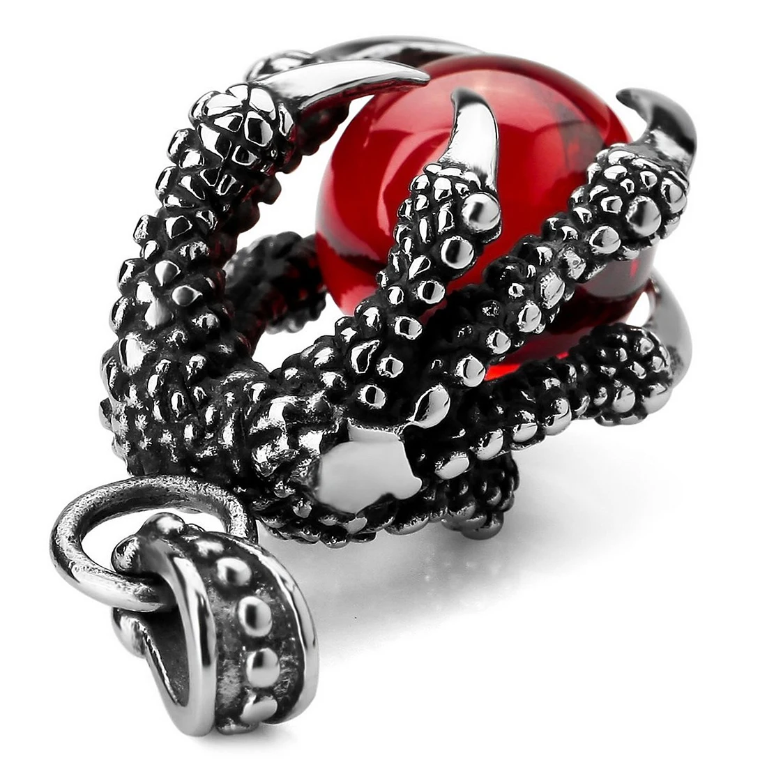 Red Dragon Claws Bead Gothic Pendant Necklace