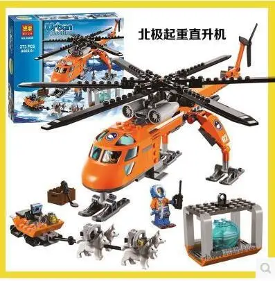 Новый Bela 10439 273 шт. город Arctic helicrane вертолет Building Block игрушки Кирпичи Urban 60034 chindren