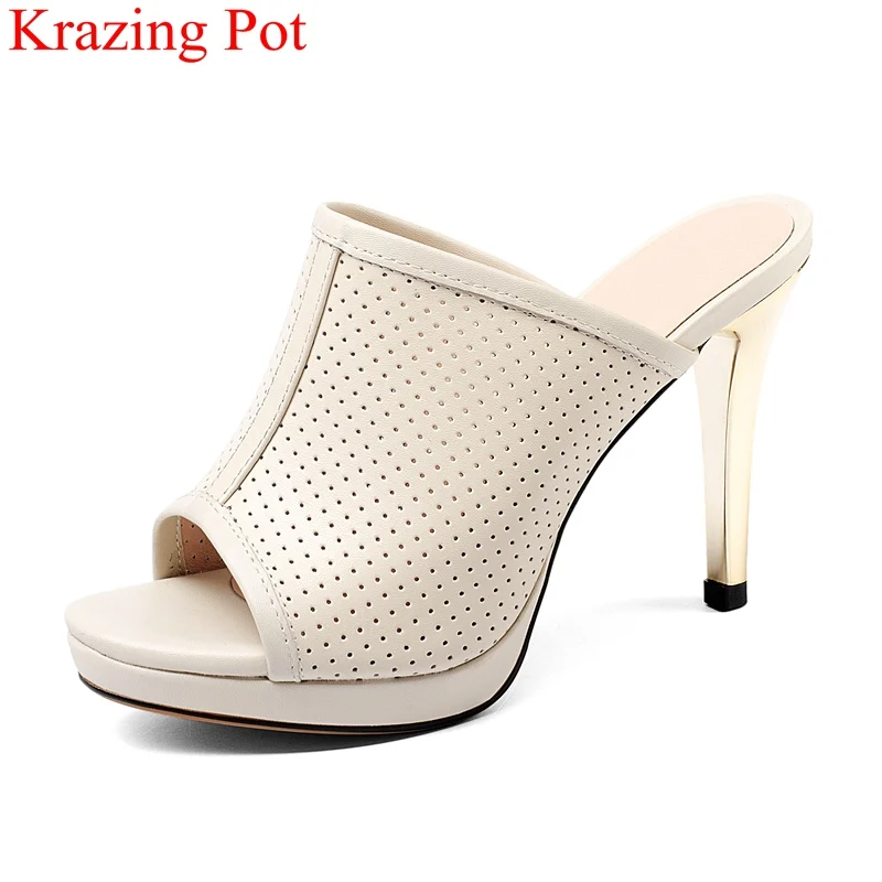 

2018 new office lady genuine leather platform summer shoes women sandals peep toe super high heels nightclub elegant shoes L7f2