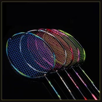 Ultralight 8U 64g Strung Badminton Racket Professionele Carbon Badminton Racket carbon fiber Grips en Polsband