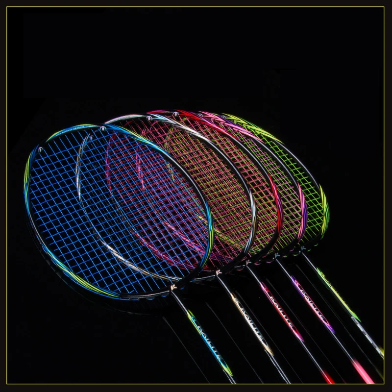 Raquete de Badminton Profissionais de Carbono Fibra de Carbono Apertos e Pulseira Ultraleve 8u 64g Strung