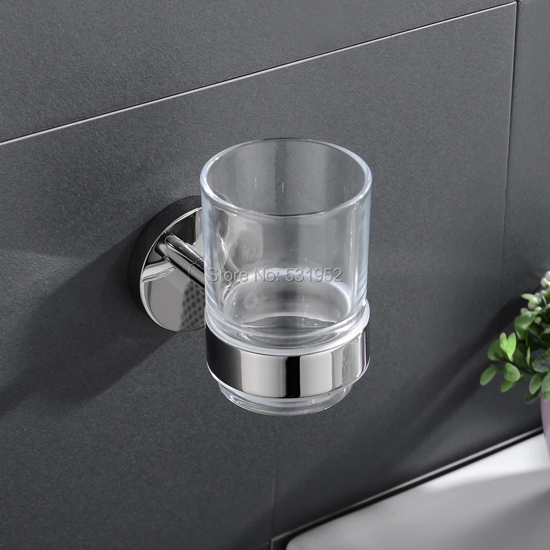 Cup Tumbler Holders Wall-mount Single Toothbrush Tooth cup holder Polish Stainless Steel 304 Bathroom Accessories