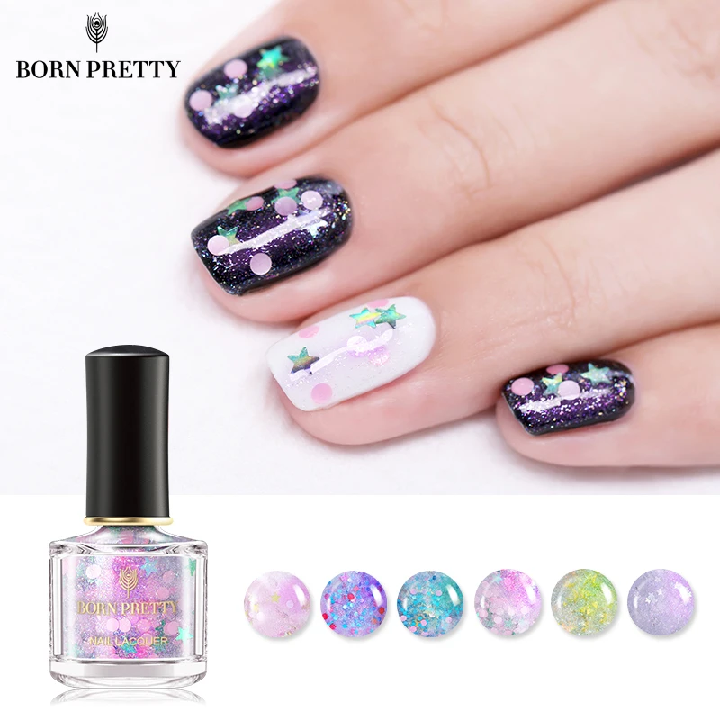 Лак для ногтей BORN PRETTY 6 мл с опаловым блеском и блестками|Лак ногтей| |