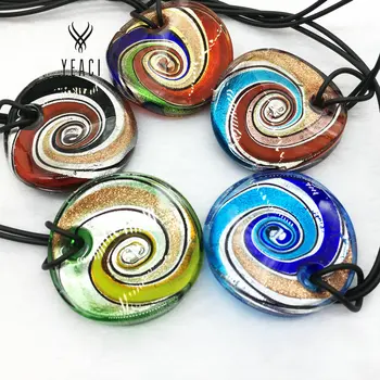 

Maxi Necklace Pendant Necklace Selling Real Colares Femininos Fashion 5pcs Mix 5 Colors Round Foil Murano Lampwork Glass
