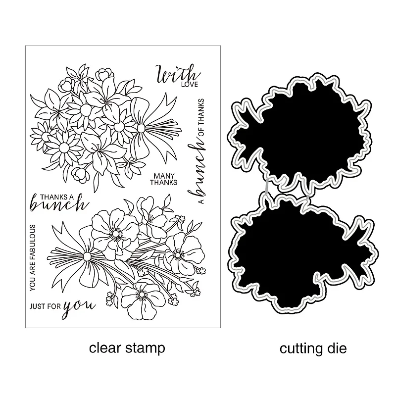 

ZhuoAng Bunch of Flowers Clear Stamps and Cutting Dies Set for Scrapbooking Photo Album Card Making DIY Decoration Supp