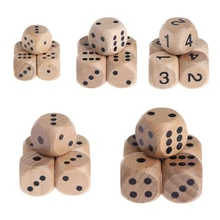 5pcs 6 Sided Wood Dice Mahjong Party Number Or Point Round Coener Kid Toys Game