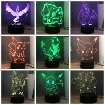 

New 3D Pokemon LED NIGHT LIGHT Cute Pikachu Fairy Elves USB Switch Multicolored Bedside Lamp Deco Kid Holiday Toys Drop Shipping