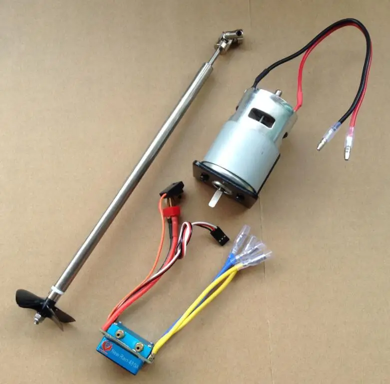 

775 Motor+480A Water Cooling ESC+Drive Shaft+4 Blades Propeller+Motor Mount Set For RC Feeding Boat Bait Boat Model