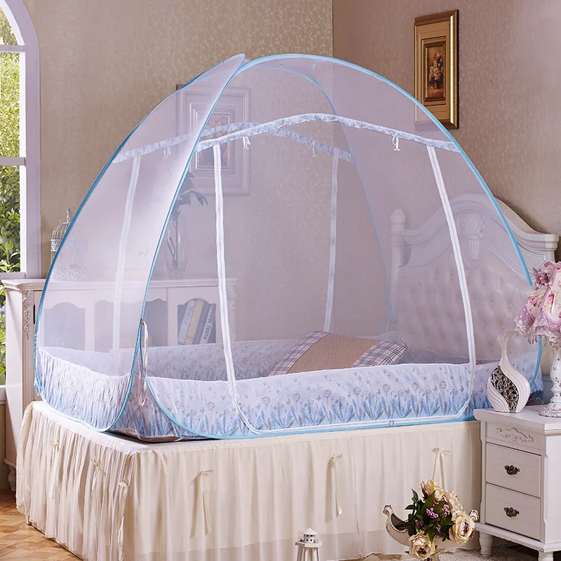 Mongolian Yurt Mosquito Net, Double door open to install