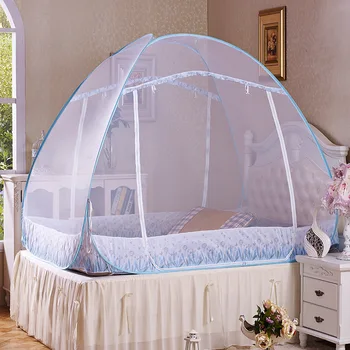 

Mongolian Yurt Mosquito Net, Double door open to install steel wire mosquito nets