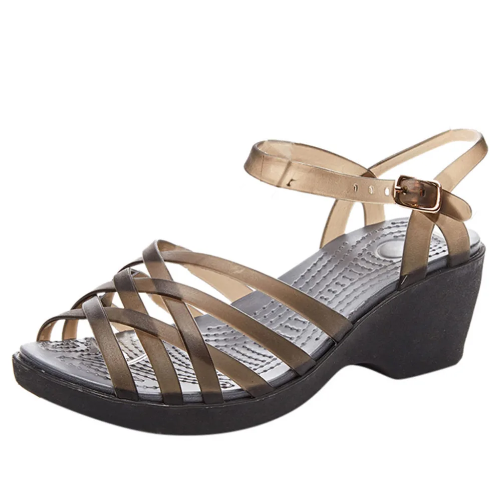 2019 women's summer rainbow wedges jelly shoes TPU non-slip high heel Roman gladiator sandals ladies platform sandals 40J25 (5)