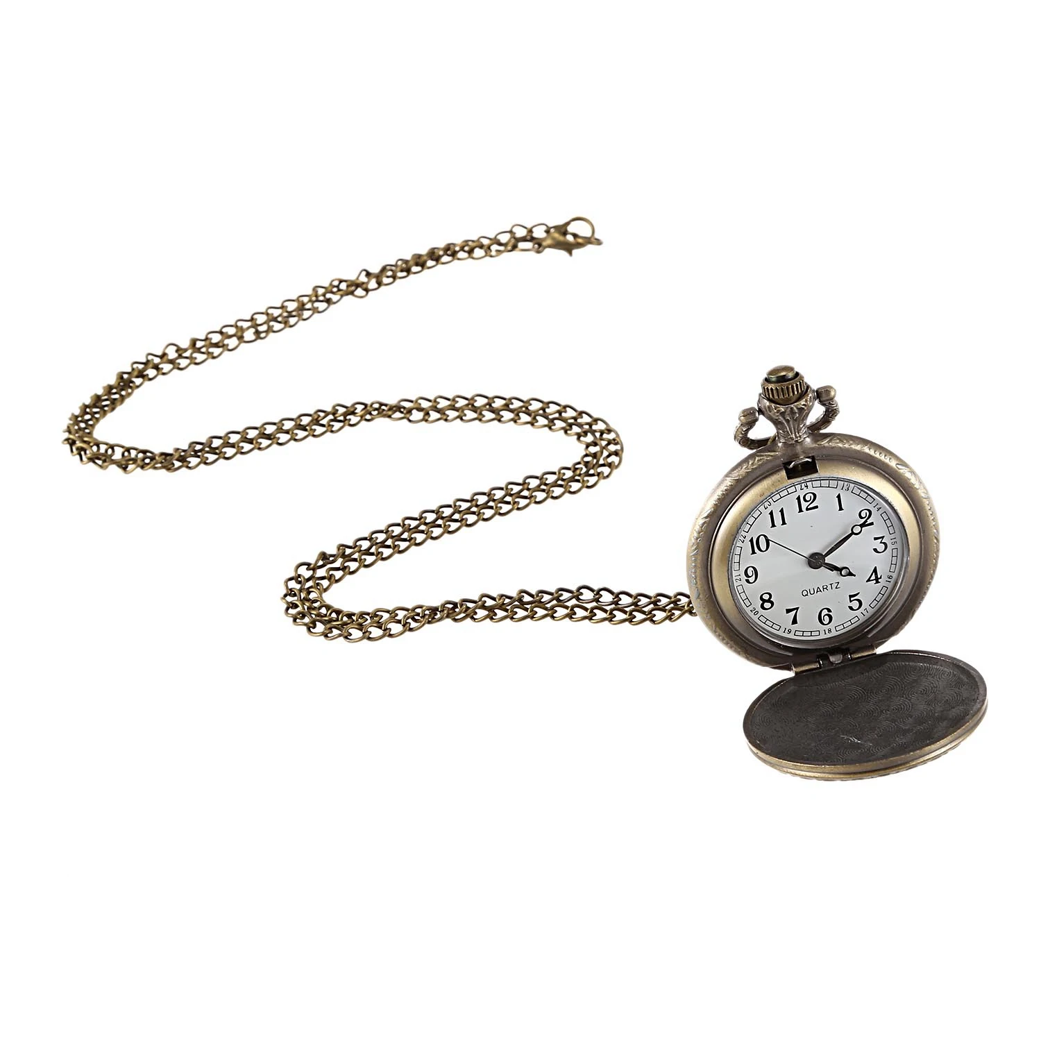 Мужские карманные часы выпуклый узор Бронзовый кварцевый кулон винтаж браслет Висячие часы