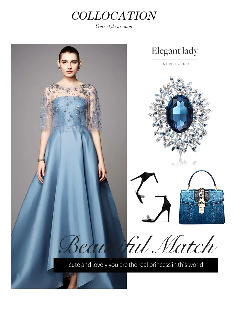 Blue Swarovski Crystal Brooches  (5)