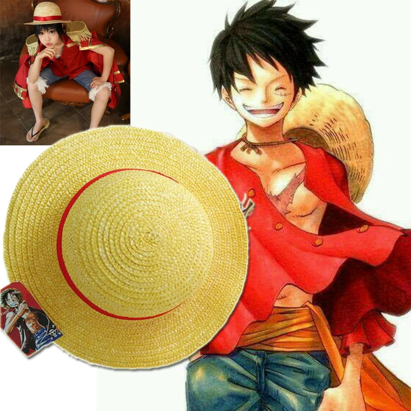 

One Piece Luffy Anime Cosplay Straw Boater Beach Hat Cap Halloween Straw Hat