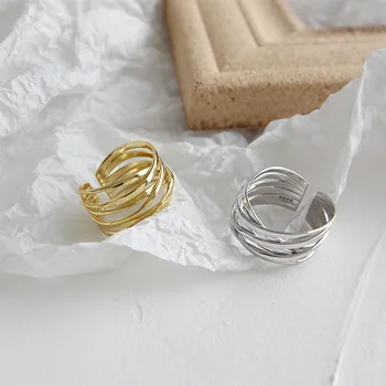 

Silvology Multi-layer Weave Line Rings 925 Sterling Silver High Quality 2019 New Wind Rings For Women Fashionable Jewelry Gift