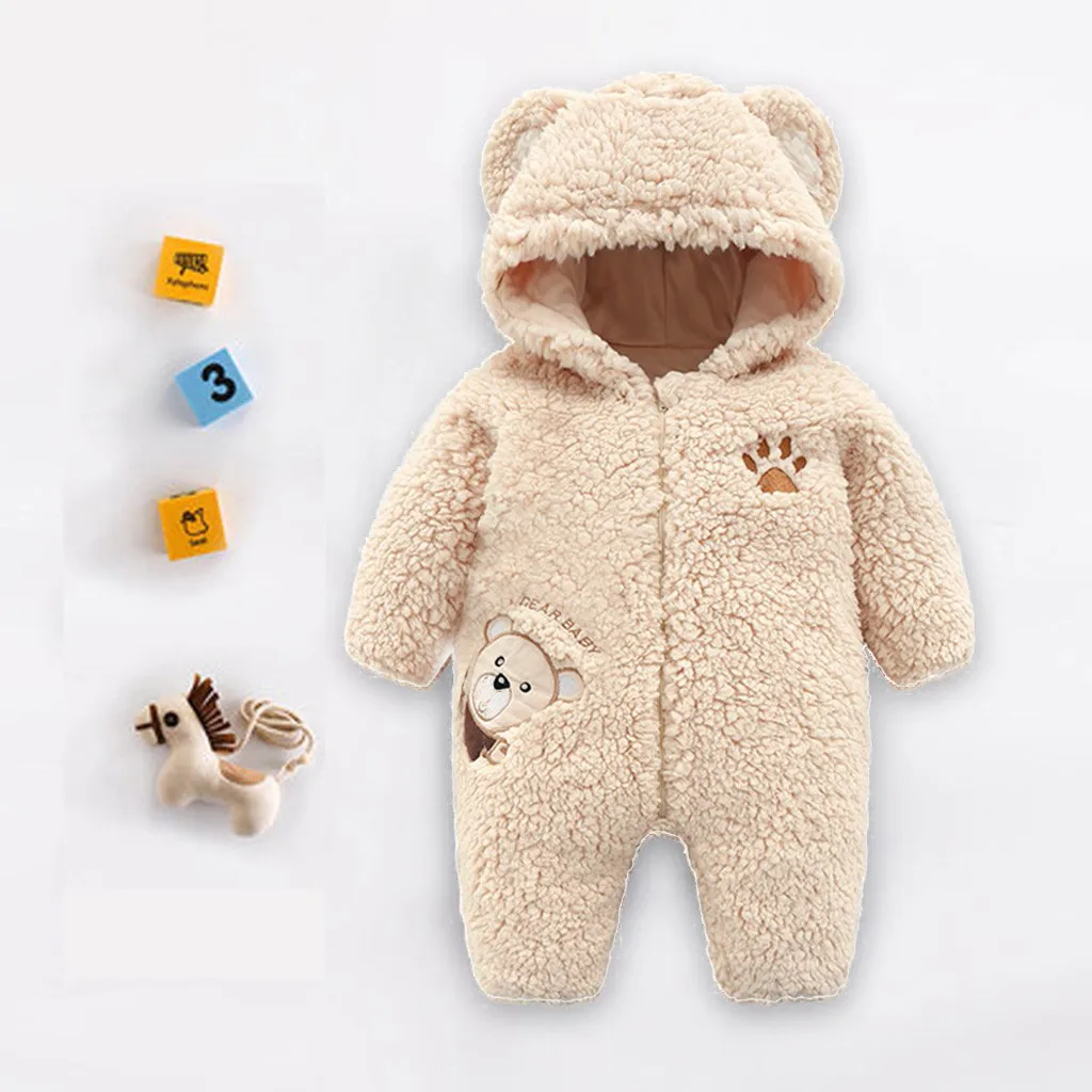 

Newborn Baby Boys Girls Keep Warm Zipper Cartoon Hooded Romper Jumpsuit Wholesale&Dropshipping Vestito per bambini#30
