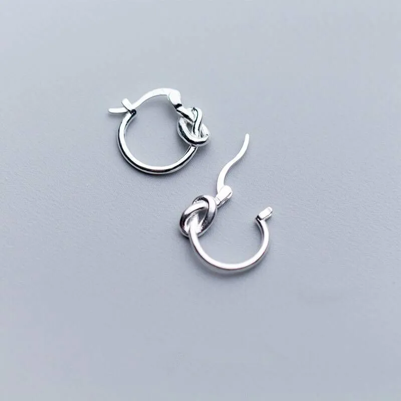 

Sterling silver Stud earrings set drill Simple lines knot Wholesale women's fashion jewelry