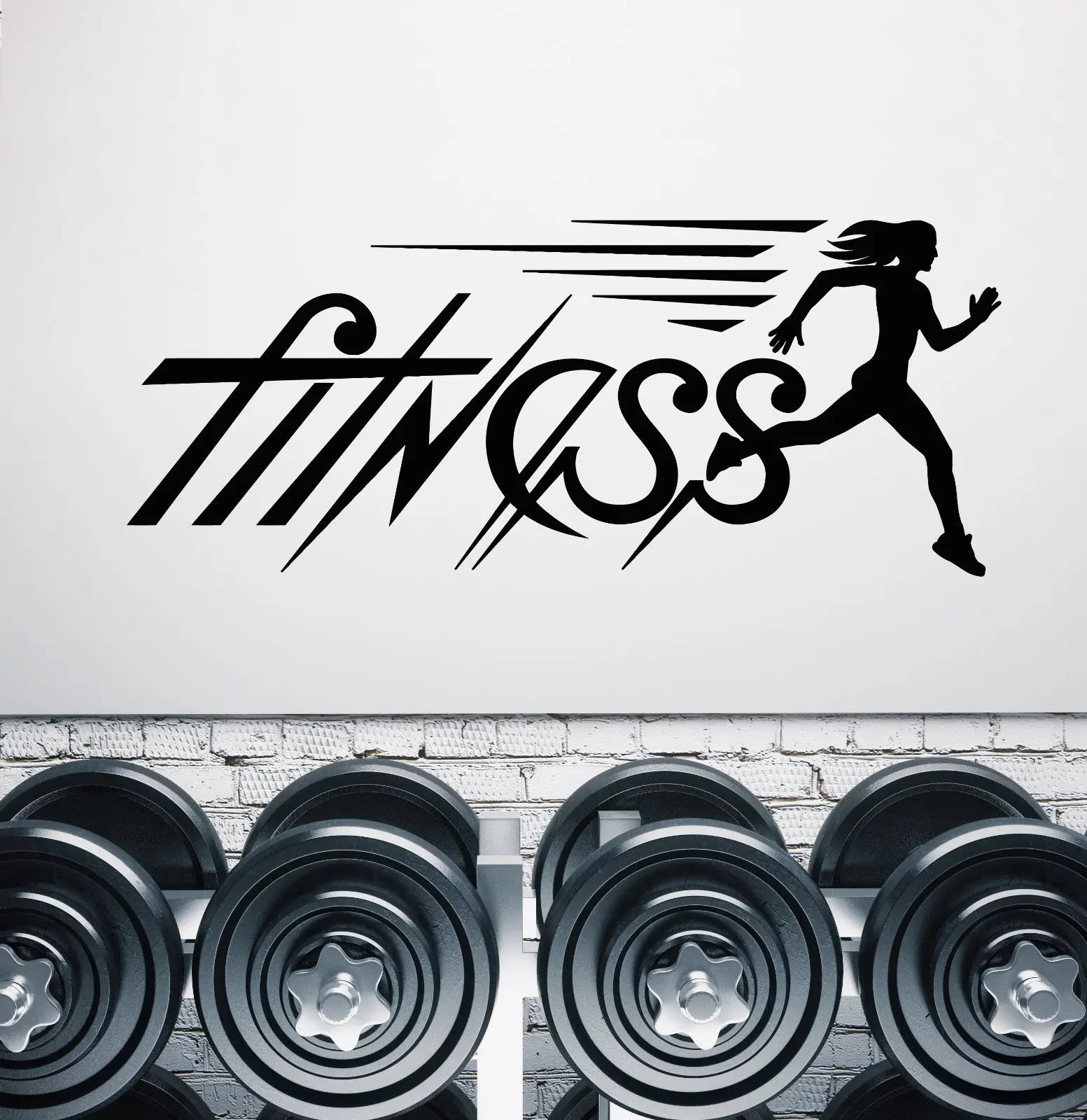 Vinyl Wall Decal Fitness Gym Signboard Logo Running Girl Sport Stickers