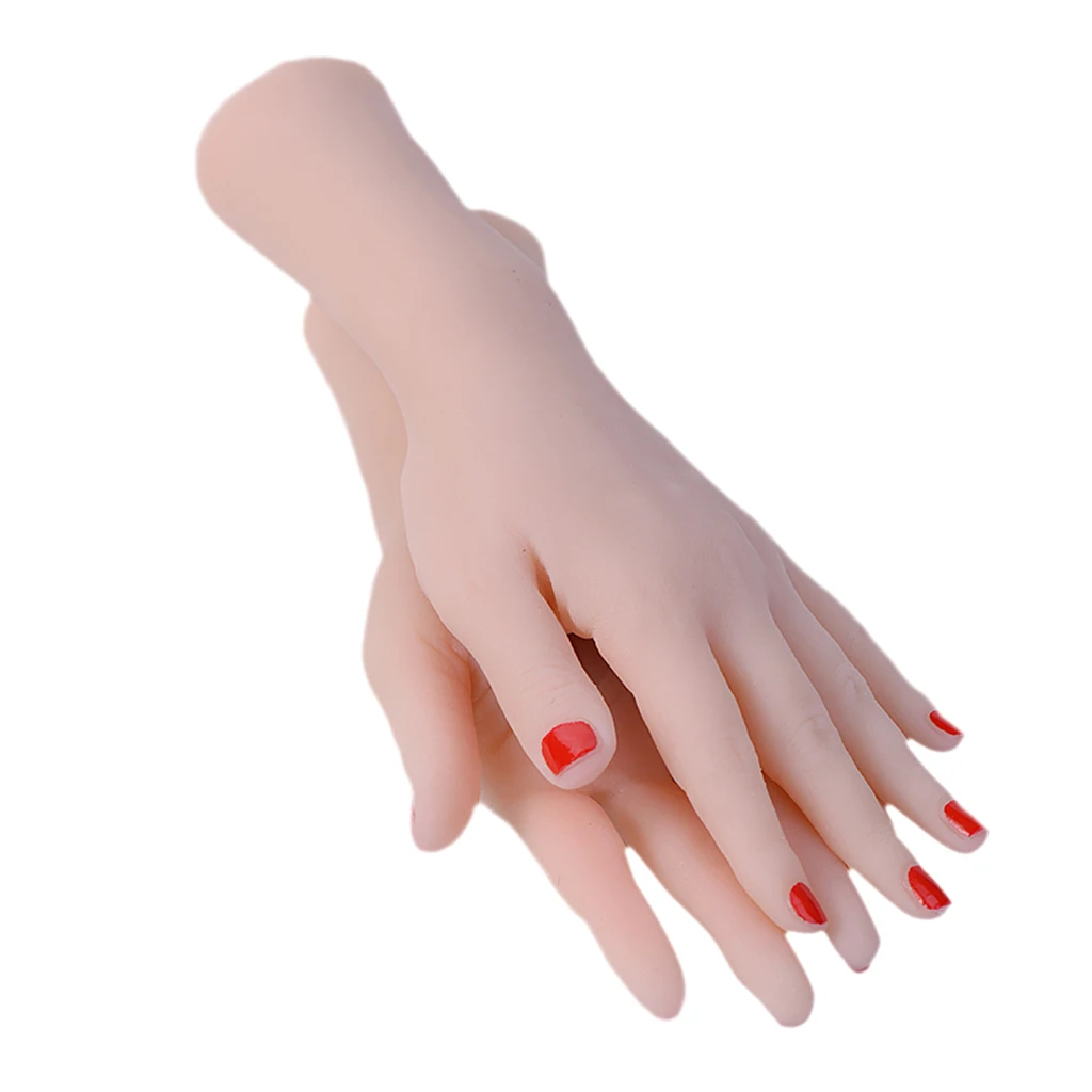 MagiDeal 1Pair Female Nail Art Practice Hand Realistic Tattoo Fake Skin Hand