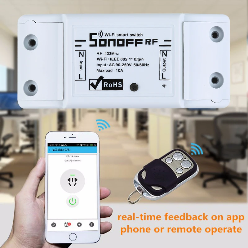 Itead Sonoff RFR2 wifi беспроводной умный модуль переключателя с 433 МГц РЧ функцией дистанционного управления через приложение eWelink/wifi