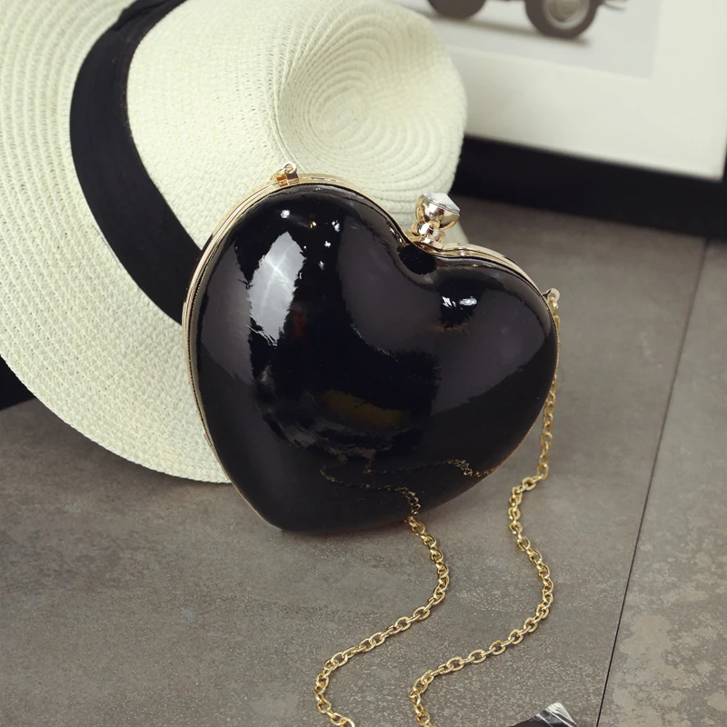 

Lovely elegant mini heart-shaped fashion chain shoulder bag pu leather clutch evening bag wedding party bag ladies messenger bag