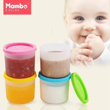 

4Piece/set silicone Juice cups baby tableware suit baby food supplement crisper box Weaning Food storage cup Freezing Cubes