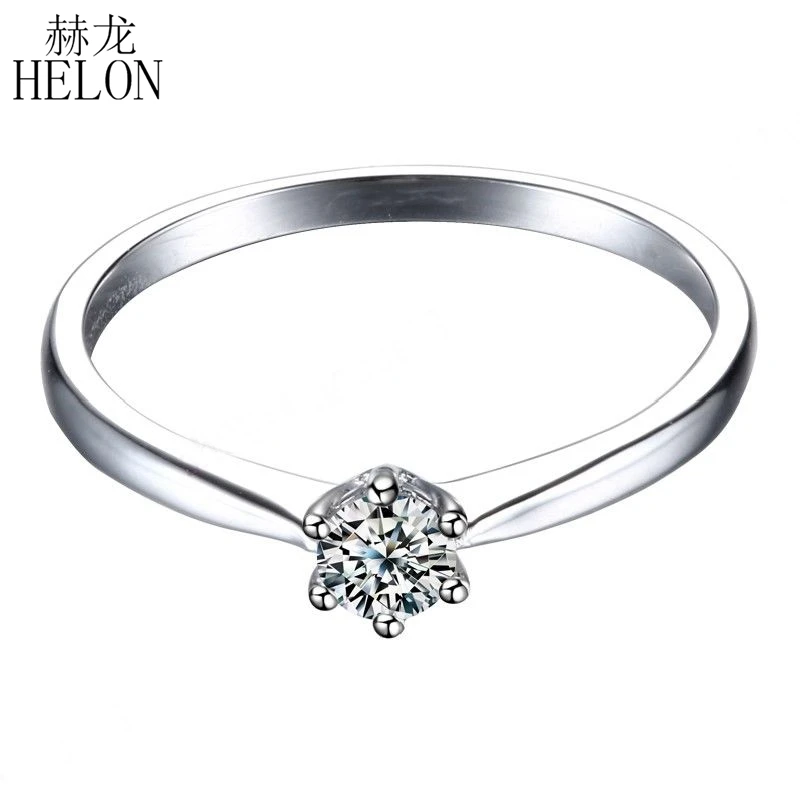 Женское Обручальное Кольцо HELON Solid 14 K белое золото обручальное кольцо Moissanite lab