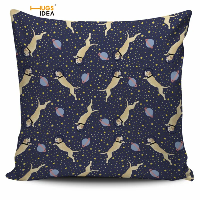 

HUGSIDEA Labrador Cup Of Tea Cushion Cover Linen Cotton Pillow Cover Space Labrador Square Pillowcase Decorative Pillows Square