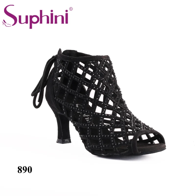 Бесплатная доставка, черные ботинки для танцев кристалл дизайн горячая распродажа вечерние Обувь для танцев