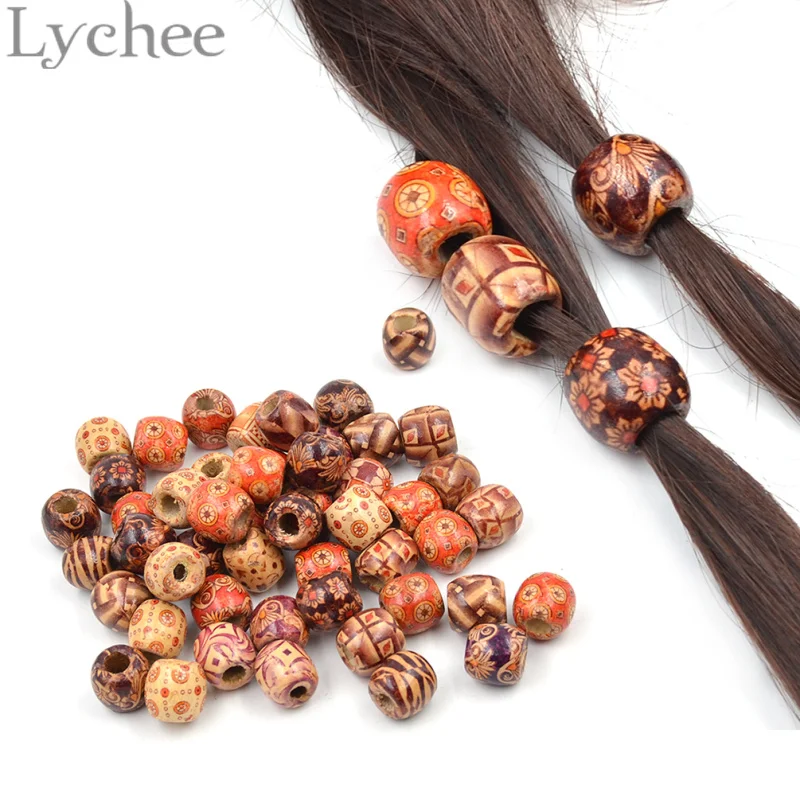 Buy Lychee 50 pieces Wooden Dreadlock Bead Hair Beads For Dreadlock Braiding